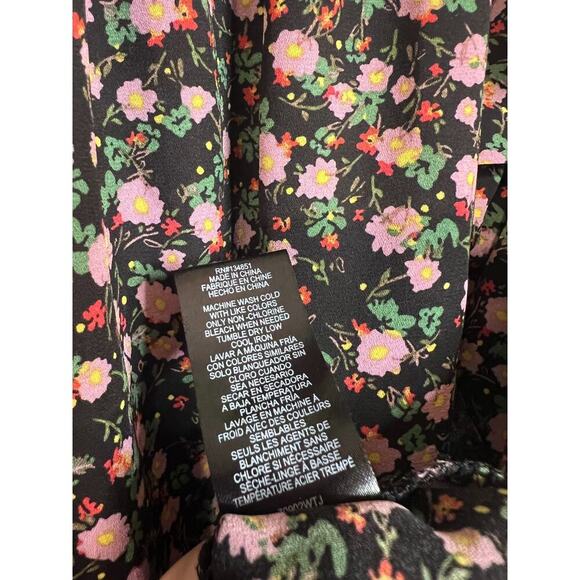 WAYF Anthropologie Long Sleeve Black Floral Top Size Large - Picture 4 of 7